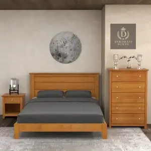 ranjang minimalis jati tiva solid modern
