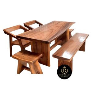 Set Kursi Makan Minimalis Suar Kayu Lebar