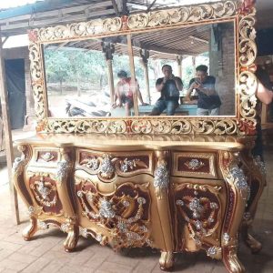 Meja Rias Kayu Jati Ukiran Mewah Klasik