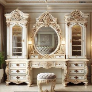 Meja Rias Ukiran Mewah Kayu Solid – Investasi Furniture Berkelas, Beli Sekarang