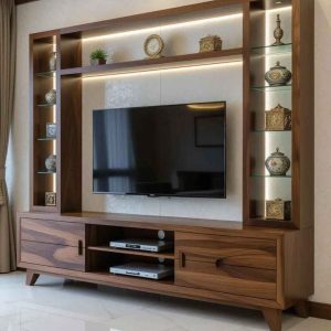 Lemari TV Kayu Minimalis Modern – Interior Rapi & Stylish, Order Hari Ini