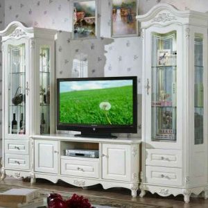 Bufet Lemari TV Kayu Minimalis Duco Putih – Bisa Custom, Hubungi Toko Kami