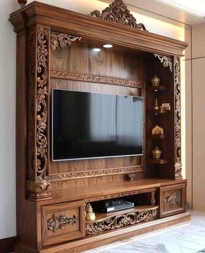 Lemari TV Kayu Ukiran Jati Solid – Bisa Custom Model & Warna Lemari TV Kayu Ukiran Jati Solid – Bisa Custom Model & Warna