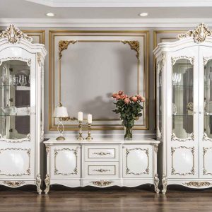 Bufet Hias Meja Lemari TV Kayu Ukir Minimalis Duco Putih – Desain Timeless