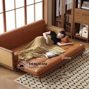 japain sofa bed kayu rotan minimalis geser 99% lebih nyaman