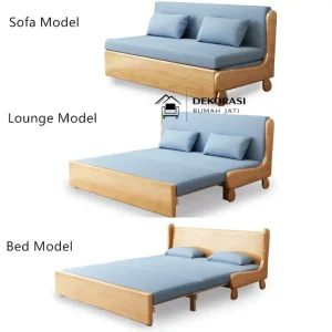 sofa bed jati multifungsi lounge bed – praktis hemat ruangan