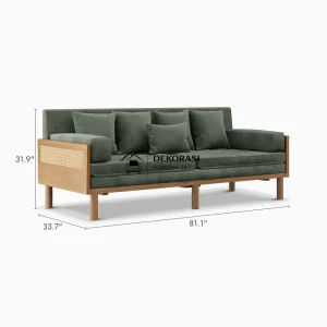 sofa bed jati rotan minimalis beludru mewah – kayu jati solid & custom warna
