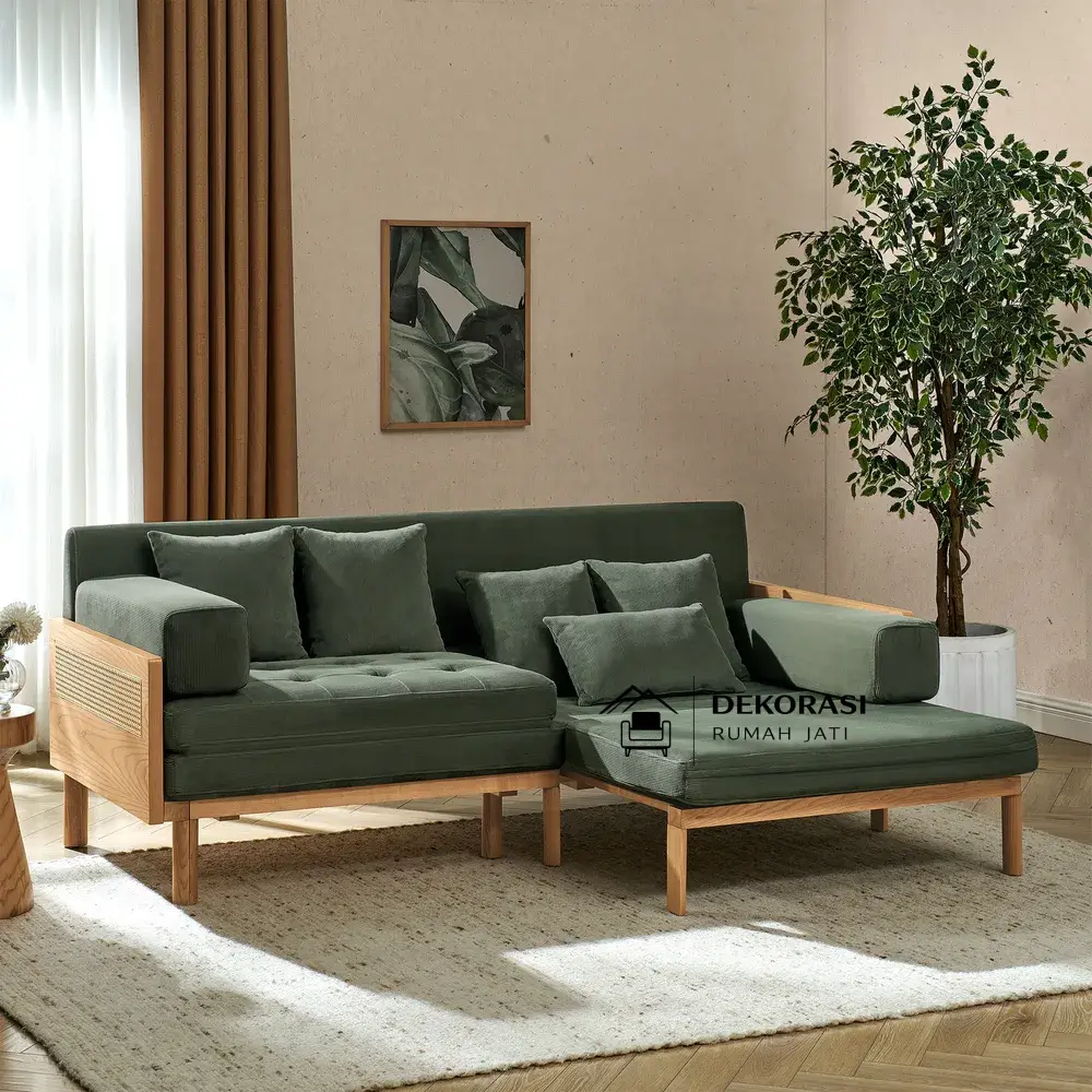 sofa bed jati rotan minimalis beludru mewah – kayu jati solid & custom warna sofa bed jati rotan minimalis beludru mewah – kayu jati solid & custom warna