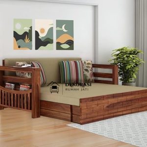 harry sofa bed kayu jati solid minimalis modern multifungsi