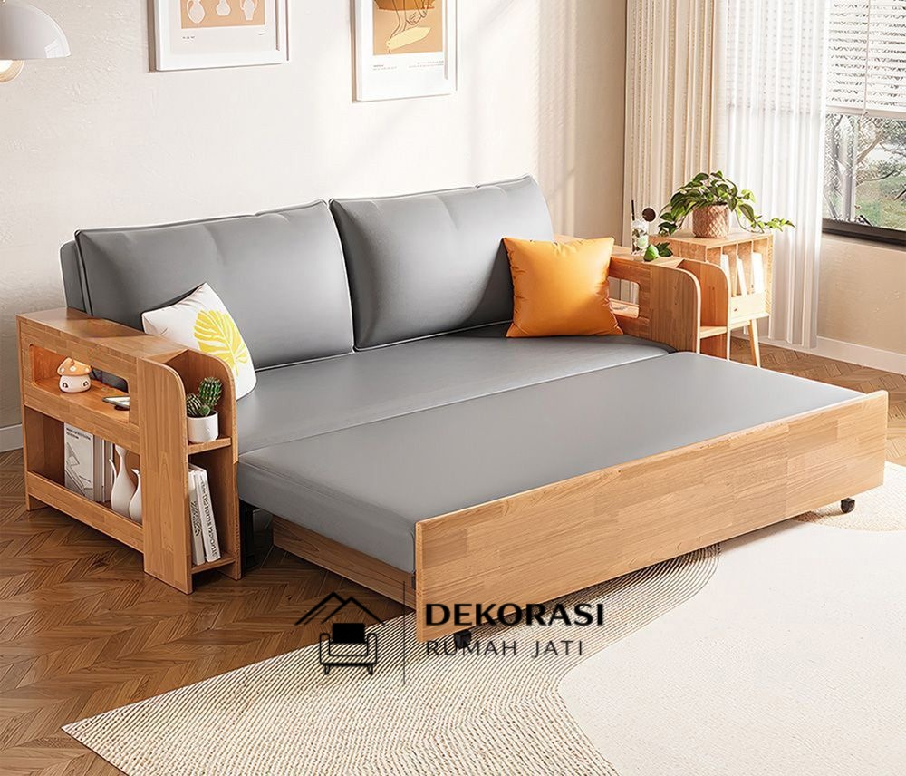 sofa bed minimalis jati multifungsi dengan penyimpanan samping & kayu jati solid kokoh sofa bed minimalis jati multifungsi dengan penyimpanan samping & kayu jati solid kokoh