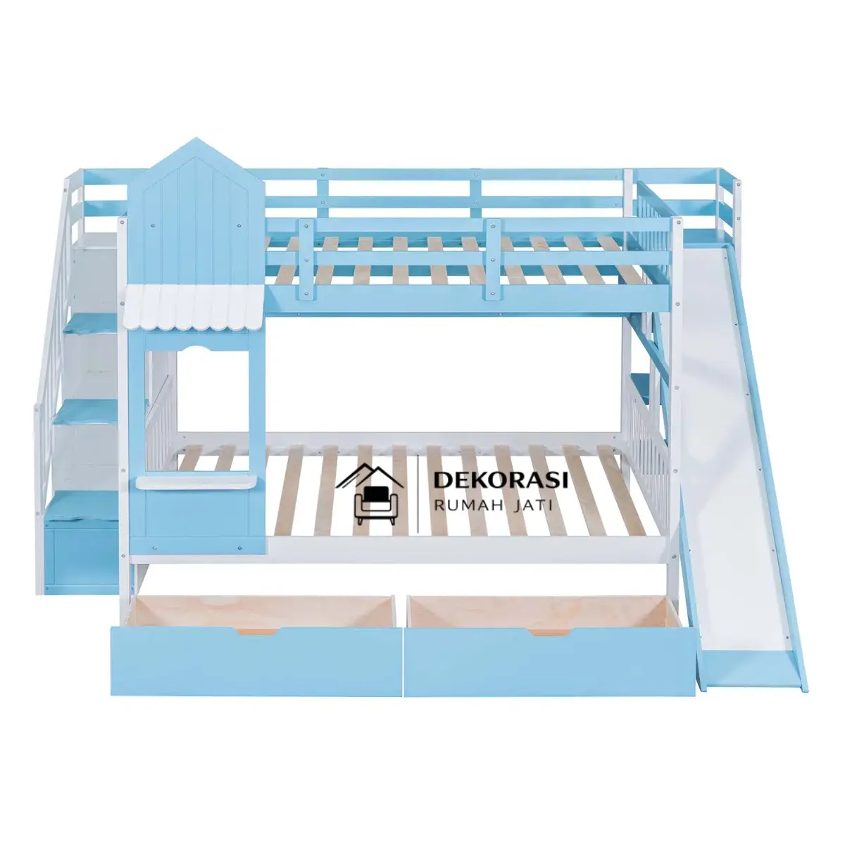 tempat tidur susun perosotan gaya kastil hatina kids dari kayu mahoni | custom bunk bed anak kreatif & aman tempat tidur susun perosotan gaya kastil hatina kids dari kayu mahoni | custom bunk bed anak kreatif & aman