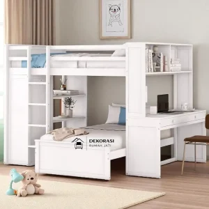 tempat tidur tingkat meja belajar